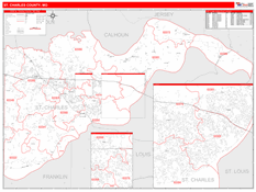 St. Charles County, MO Digital Map Red Line Style